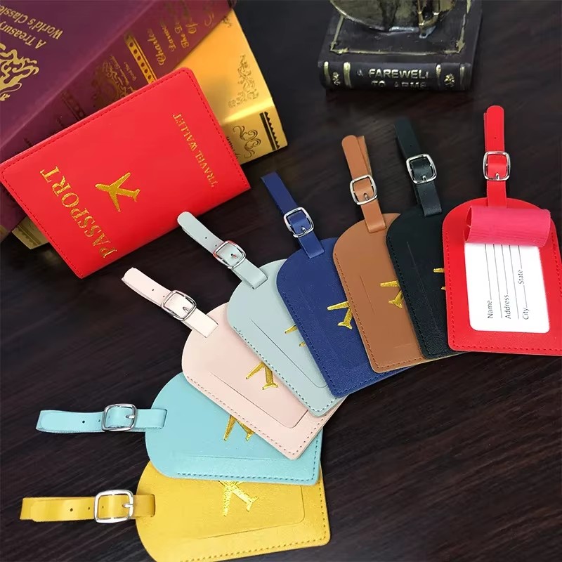 Travel Accessories Gear - PU Leather Luggage Tag Passport Holder