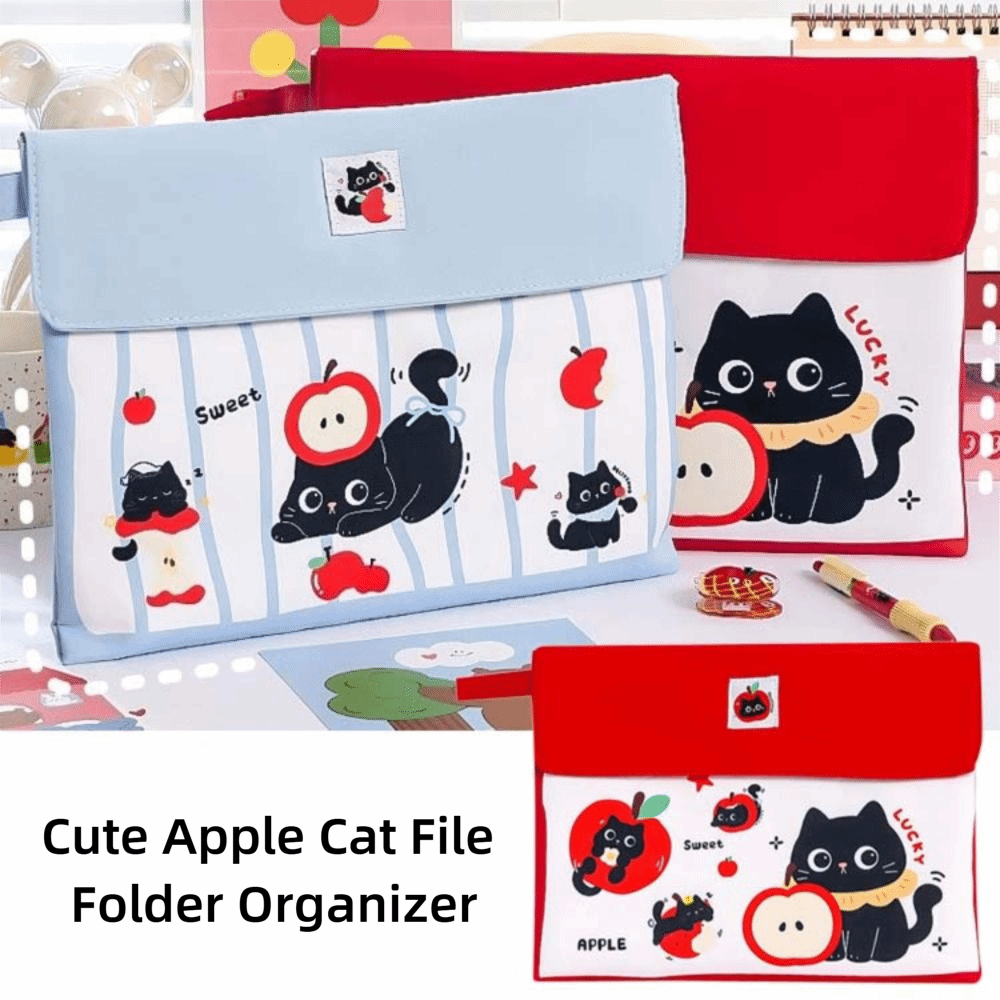 Document Organizer Folder - Multi-functional Cute Cat File Folder Portable