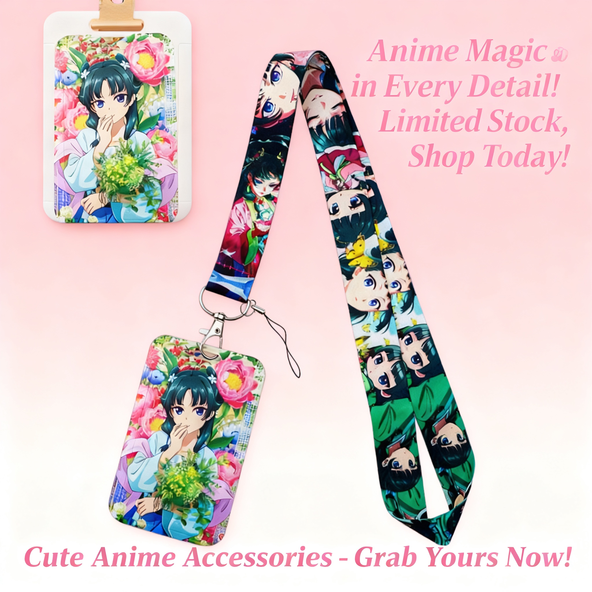 Travel Accessories Organizer - Cute Anime Girl Lanyard Neck Strap