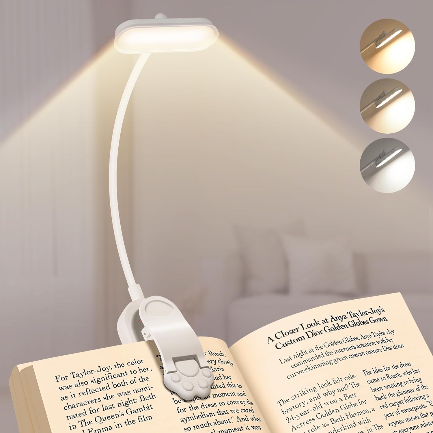 Book Light Flexible - LED Book Light USB Rechargeable Reading