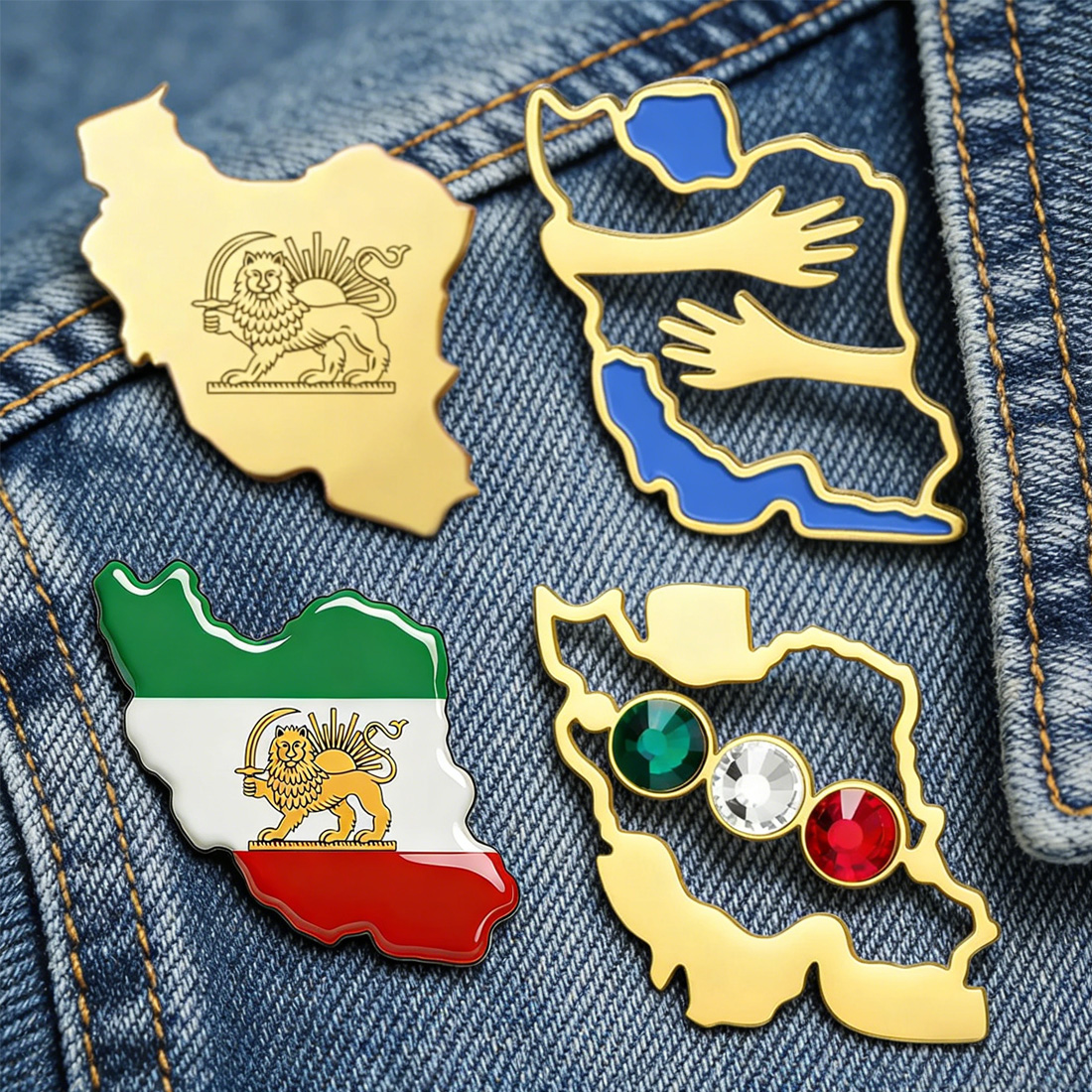 Travel Accessories Kit - Dawapara Iran Map Shape Brooch Pins
