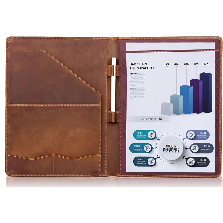 Leather Portfolio, A4 Document - Document Organizer Folder incelemesi ve fiyatı