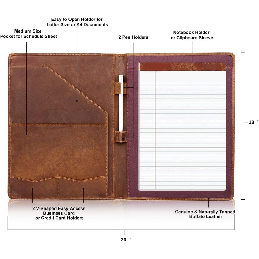 Leather Portfolio, A4 Document - Document Organizer Folder incelemesi ve fiyatı