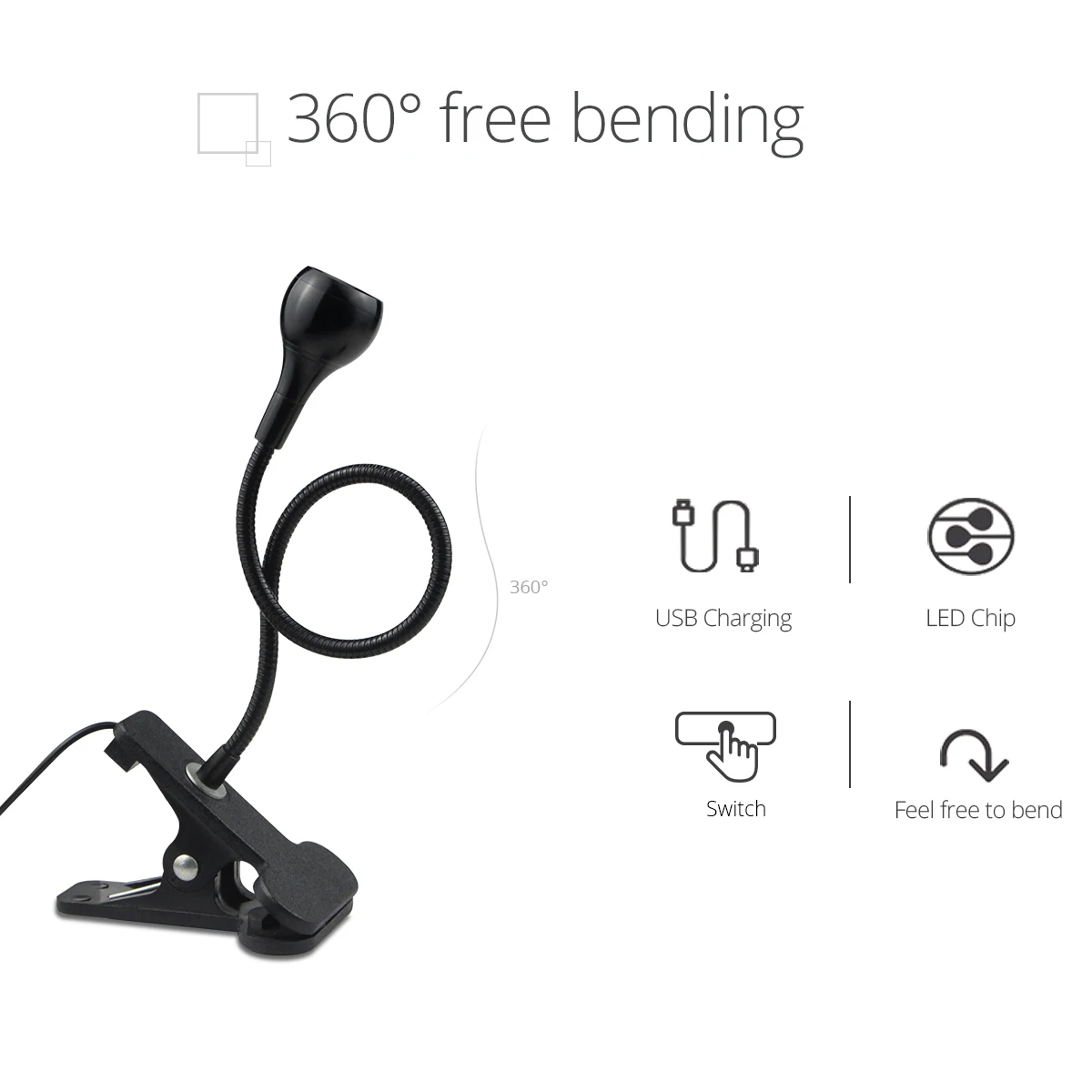 1-10Pcs Clip-On Light USB Powe - Book Light Flexible incelemesi ve fiyatı