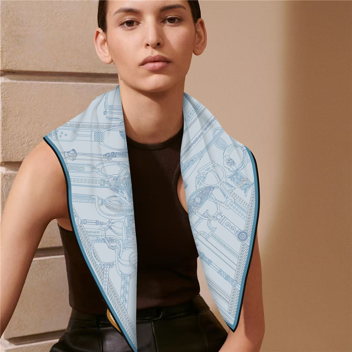 Two Sided Print Twill Scarf Wo - Travel Accessories Neck incelemesi ve fiyatı